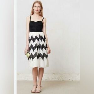 Anthropologie Leifnotes Cherie Black and White Chevron Dress NWOT